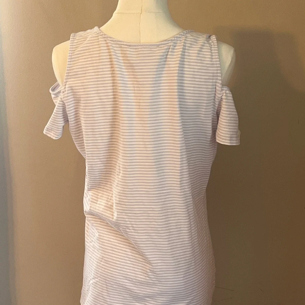 Like New Michael Kors Lavender Striped Cold Shoulder Tank Top